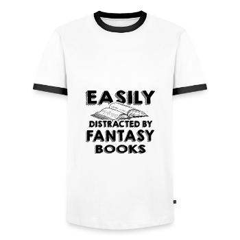 Fantasy Book Fan Gifts Easily Distracted by - Men's Ringer Shirt - white/black - Front - AI Model Female 172 light (172cm) & AI Model Male 178 dark (178cm)