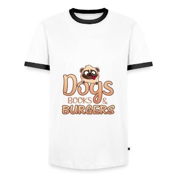 Reader Gift Dogs Books Burgers Fun Burger Lover - Men's Ringer Shirt - white/black - Front - AI Model Female 172 light (172cm) & AI Model Male 178 dark (178cm)