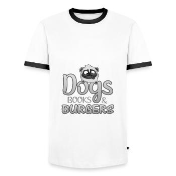 Reader Gift Dogs Books Burgers Fun Burger Lover - Men's Ringer Shirt - white/black - Front - AI Model Female 172 light (172cm) & AI Model Male 178 dark (178cm)