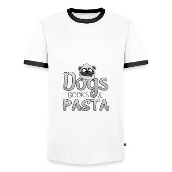 Dog Lover Gift Dogs Books Pasta Lover Gifts - Men's Ringer Shirt - white/black - Front - AI Model Female 172 light (172cm) & AI Model Male 178 dark (178cm)