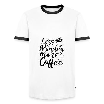 Kaffee Liebhaber Geschenke Weniger Montag Mehr Kaffee Geschenk - Männer Kontrast-T-Shirt - Weiß/Schwarz - Vorne - AI Model Female 172 light (172cm) & AI Model Male 178 dark (178cm)