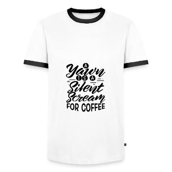 Coffee Drinker Gifts Yawn is Scream for Coffee - Men's Ringer Shirt - white/black - Front - AI Model Female 172 light (172cm) & AI Model Male 178 dark (178cm)