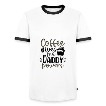 Papa Geschenke Kaffee gibt mir Papa Powers Kaffee - Männer Kontrast-T-Shirt - Weiß/Schwarz - Vorne - AI Model Female 172 light (172cm) & AI Model Male 178 dark (178cm)