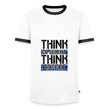 Cadeaux d’amateur de café Pensez différent Pensez café - T-shirt contrasté Homme - blanc/noir - Devant - AI Model Female 172 light (172cm) & AI Model Male 178 dark (178cm)