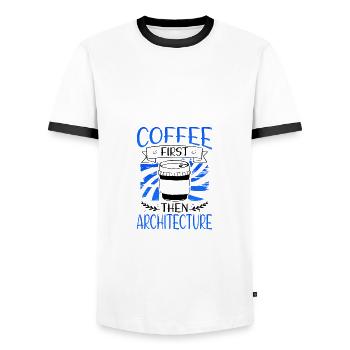 Architekt Geschenk Kaffee Zuerst dann Architektur - Männer Kontrast-T-Shirt - Weiß/Schwarz - Vorne - AI Model Female 172 light (172cm) & AI Model Male 178 dark (178cm)