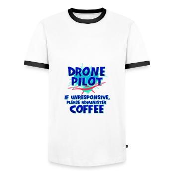 Drone Pilot Gift If Unresponsive Administer - Men's Ringer Shirt - white/black - Front - AI Model Female 172 light (172cm) & AI Model Male 178 dark (178cm)