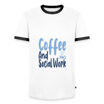 Coffee Drinking Social Worker Gift Coffee and - Men's Ringer Shirt - white/black - Front - AI Model Female 172 light (172cm) & AI Model Male 178 dark (178cm)
