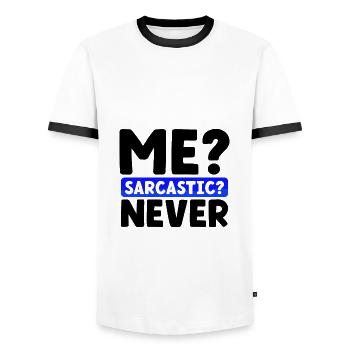 Sarcasm Gifts Me Sarcastic Never Funny Sarcastic - Men's Ringer Shirt - white/black - Front - AI Model Female 172 light (172cm) & AI Model Male 178 dark (178cm)