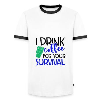 Cadeau de buveur de café Je bois du café pour votre - T-shirt contrasté Homme - blanc/noir - Devant - AI Model Female 172 light (172cm) & AI Model Male 178 dark (178cm)