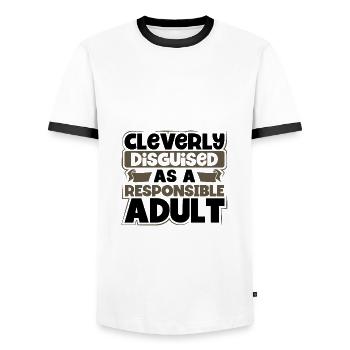 Sarcastic Cleverly Disguised as Responsible Adult - Men's Ringer Shirt - white/black - Front - AI Model Female 172 light (172cm) & AI Model Male 178 dark (178cm)