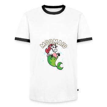 Moomaid Funny Cow Mermaid Sarcasm Gift - Men's Ringer Shirt - white/black - Front - AI Model Female 172 light (172cm) & AI Model Male 178 dark (178cm)