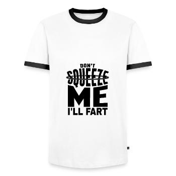 Sarcastique Ne me serre pas, je vais péter Sarcasme pet - T-shirt contrasté Homme - blanc/noir - Devant - AI Model Female 172 light (172cm) & AI Model Male 178 dark (178cm)