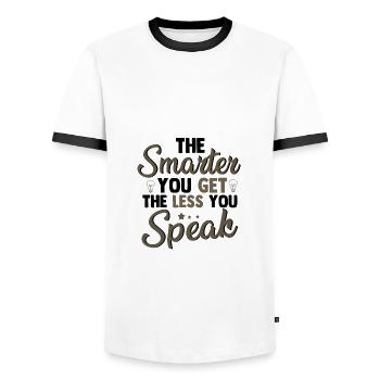 Sarcastic Gift Smarter You Get Less You Speak - Men's Ringer Shirt - white/black - Front - AI Model Female 172 light (172cm) & AI Model Male 178 dark (178cm)