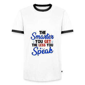 Sarcastique Plus intelligent vous obtenez moins vous parlez sarcasme - T-shirt contrasté Homme - blanc/noir - Devant - AI Model Female 172 light (172cm) & AI Model Male 178 dark (178cm)