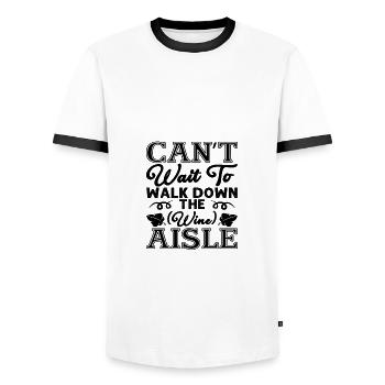 Sarkastisch kann es kaum erwarten, den Weingang entlang zu gehen - Männer Kontrast-T-Shirt - Weiß/Schwarz - Vorne - AI Model Female 172 light (172cm) & AI Model Male 178 dark (178cm)