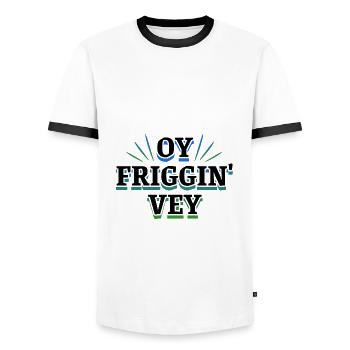 Oy Friggin' Vey Drôle de yiddish hébreu hébreu juif - T-shirt contrasté Homme - blanc/noir - Devant - AI Model Female 172 light (172cm) & AI Model Male 178 dark (178cm)