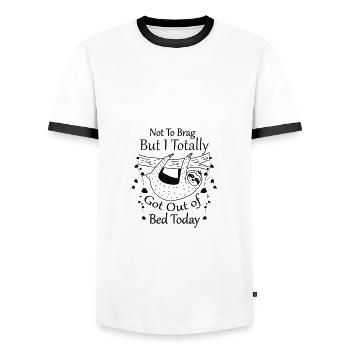 Mignon paresseux se vanter totalement sorti du lit aujourd’hui - T-shirt contrasté Homme - blanc/noir - Devant - AI Model Female 172 light (172cm) & AI Model Male 178 dark (178cm)