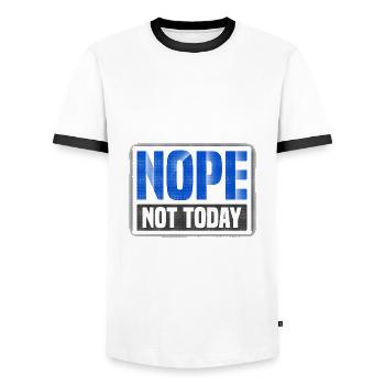 Sarcastic Nope Not Today Sarcasm Gift - Men's Ringer Shirt - white/black - Front - AI Model Female 172 light (172cm) & AI Model Male 178 dark (178cm)