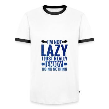Süße Hunde, die nicht faul sind, genießen es wirklich, nichts zu tun - Männer Kontrast-T-Shirt - Weiß/Schwarz - Vorne - AI Model Female 172 light (172cm) & AI Model Male 178 dark (178cm)
