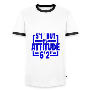 Short Person Gifts 5ft 1in Attitude 6ft 2in - Men's Ringer Shirt - white/black - Front - AI Model Female 172 light (172cm) & AI Model Male 178 dark (178cm)
