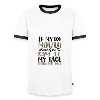 Sarcastic Gift If Mouth Doesn't Say It Face - Men's Ringer Shirt - white/black - Front - AI Model Female 172 light (172cm) & AI Model Male 178 dark (178cm)