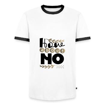 Sarkastisches Geschenk Wie wäre es mit No Sarcam Geschenkidee - Männer Kontrast-T-Shirt - Weiß/Schwarz - Vorne - AI Model Female 172 light (172cm) & AI Model Male 178 dark (178cm)