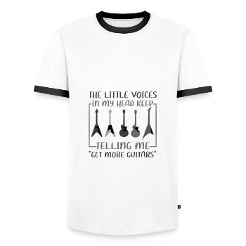 Guitarist Gift Little Voice in Head Telling Me to - Men's Ringer Shirt - white/black - Front - AI Model Female 172 light (172cm) & AI Model Male 178 dark (178cm)