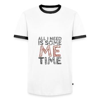 Sarcastic All I Need Is Me Time Introvert Gift - Men's Ringer Shirt - white/black - Front - AI Model Female 172 light (172cm) & AI Model Male 178 dark (178cm)