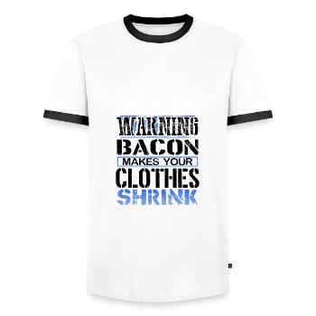Bacon Lover Gift Warning Bacon Make Clothes - T-shirt contrasté Homme - blanc/noir - Devant - AI Model Female 172 light (172cm) & AI Model Male 178 dark (178cm)