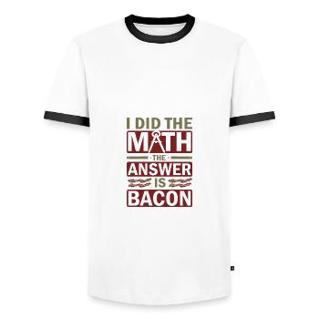 Math Humor Gift I Did the Math Answer is Bacon - Men's Ringer Shirt - white/black - Front - AI Model Female 172 light (172cm) & AI Model Male 178 dark (178cm)