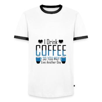 Coffe Addict Je bois du café pour que tu puisses vivre - T-shirt contrasté Homme - blanc/noir - Devant - AI Model Female 172 light (172cm) & AI Model Male 178 dark (178cm)