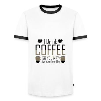 Coffe Addict Je bois du café pour que tu puisses vivre - T-shirt contrasté Homme - blanc/noir - Devant - AI Model Female 172 light (172cm) & AI Model Male 178 dark (178cm)