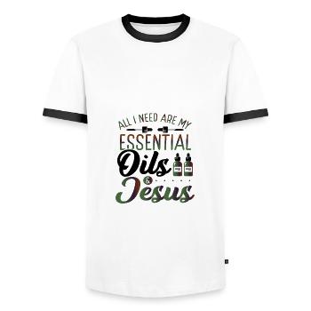 Christian EO Practitioner All I Need are - Men's Ringer Shirt - white/black - Front - AI Model Female 172 light (172cm) & AI Model Male 178 dark (178cm)