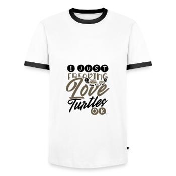 Turtle Lover Geschenkidee Just Freaking Love Turtles - Männer Kontrast-T-Shirt - Weiß/Schwarz - Vorne - AI Model Female 172 light (172cm) & AI Model Male 178 dark (178cm)