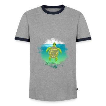 Sea Turtle Conservation Geschenk Überspringen Sie einen Strohhalm Save a - Männer Kontrast-T-Shirt - Grau/Navy  - Vorne - AI Model Female 172 light (172cm) & AI Model Male 178 light (178cm)