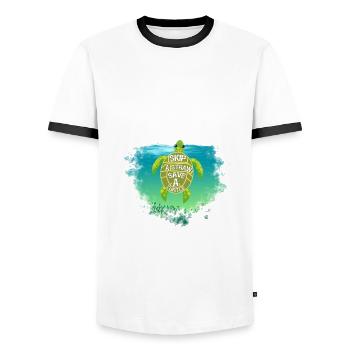 Sea Turtle Conservation Geschenk Überspringen Sie einen Strohhalm Save a - Männer Kontrast-T-Shirt - Weiß/Schwarz - Vorne - AI Model Female 172 light (172cm) & AI Model Male 178 dark (178cm)