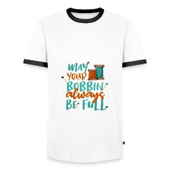 Näherin Geschenk Möge Ihre Spule immer voll sein - Männer Kontrast-T-Shirt - Weiß/Schwarz - Vorne - AI Model Female 172 light (172cm) & AI Model Male 178 dark (178cm)