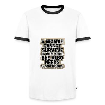 Scrapbooker Gift Woman Can't Survive Wine Alone - Men's Ringer Shirt - white/black - Front - AI Model Female 172 light (172cm) & AI Model Male 178 dark (178cm)