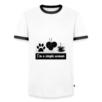 Knitter Gifts I'm a Simple Woman Gift Dog Cat - Men's Ringer Shirt - white/black - Front - AI Model Female 172 light (172cm) & AI Model Male 178 dark (178cm)