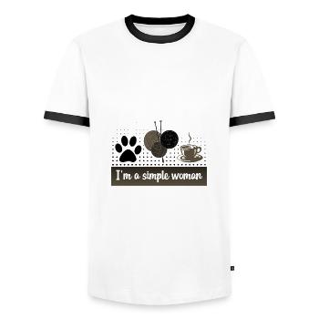 Knitter Gift I'm a Simple Woman Gift Dog Cat - Men's Ringer Shirt - white/black - Front - AI Model Female 172 light (172cm) & AI Model Male 178 dark (178cm)