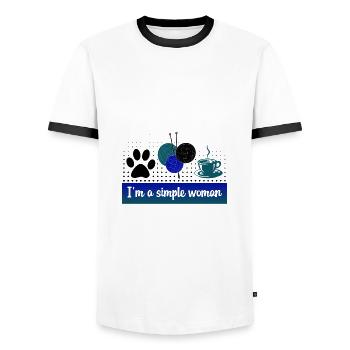 Knitter Gift I'm a Simple Woman Gifts Dog Cat - Men's Ringer Shirt - white/black - Front - AI Model Female 172 light (172cm) & AI Model Male 178 dark (178cm)