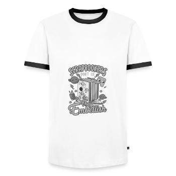 Scrapbookers Don't Lie They Embellish Scrapbooker - Men's Ringer Shirt - white/black - Front - AI Model Female 172 light (172cm) & AI Model Male 178 dark (178cm)