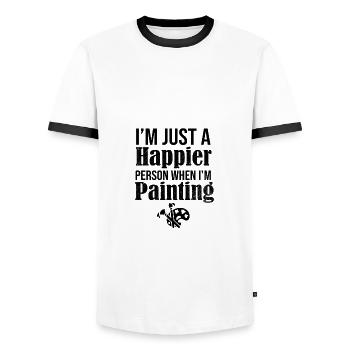 Maler Geschenk glücklichere Person beim Malen Künstler - Männer Kontrast-T-Shirt - Weiß/Schwarz - Vorne - AI Model Female 172 light (172cm) & AI Model Male 178 dark (178cm)
