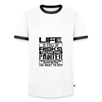 Peindre Cadeaux Vie Pleine de Risques Sauter Dire - T-shirt contrasté Homme - blanc/noir - Devant - AI Model Female 172 light (172cm) & AI Model Male 178 dark (178cm)