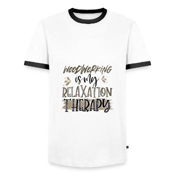 Cadeaux de menuisier Le travail du bois est ma détente - T-shirt contrasté Homme - blanc/noir - Devant - AI Model Female 172 light (172cm) & AI Model Male 178 dark (178cm)