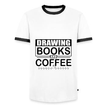 Artistic Gift Love Drawing Books Coffee Artist - Men's Ringer Shirt - white/black - Front - AI Model Female 172 light (172cm) & AI Model Male 178 dark (178cm)