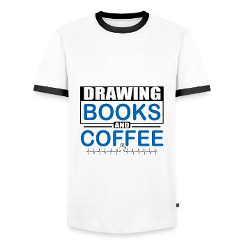 Artistic Gift Love Drawing Books Coffee Artist - Men's Ringer Shirt - white/black - Front - AI Model Female 172 light (172cm) & AI Model Male 178 dark (178cm)