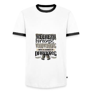 Prévisions de fin de semaine de cadeaux pour les menuisiers Menuiserie et - T-shirt contrasté Homme - blanc/noir - Devant - AI Model Female 172 light (172cm) & AI Model Male 178 dark (178cm)
