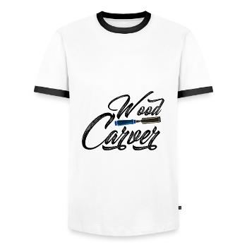 Wood Carver Crossed Woodworking Tools Woodworker - Men's Ringer Shirt - white/black - Front - AI Model Female 172 light (172cm) & AI Model Male 178 dark (178cm)
