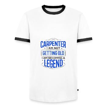 Carpenter Not Getting Old Becoming a Legend - Men's Ringer Shirt - white/black - Front - AI Model Female 172 light (172cm) & AI Model Male 178 dark (178cm)